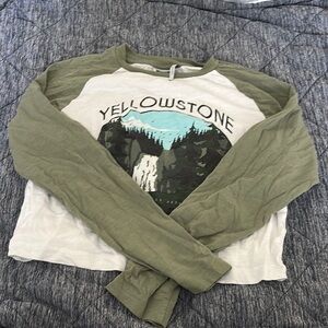Green and White Yellowstone Long Sleeve Shirt